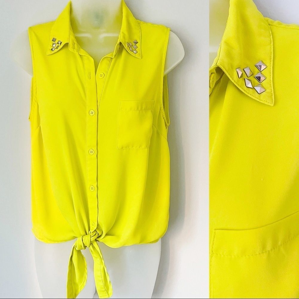 FOREVER 21 | Bright Neon Tie Button Top
